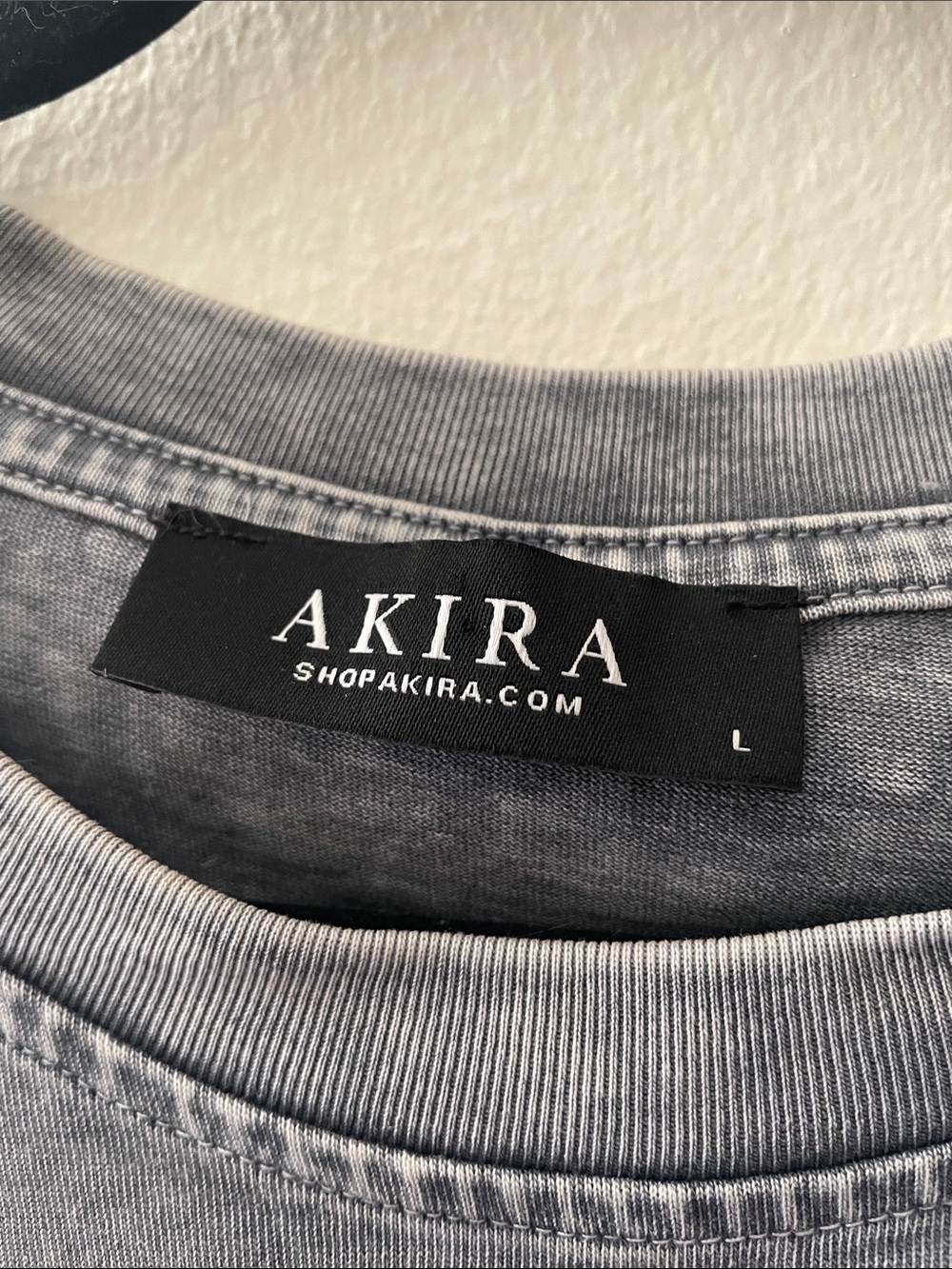 AKIRA Gray Acid-Wash Puff-Letter Cropped Tee - Picture 2 of 2